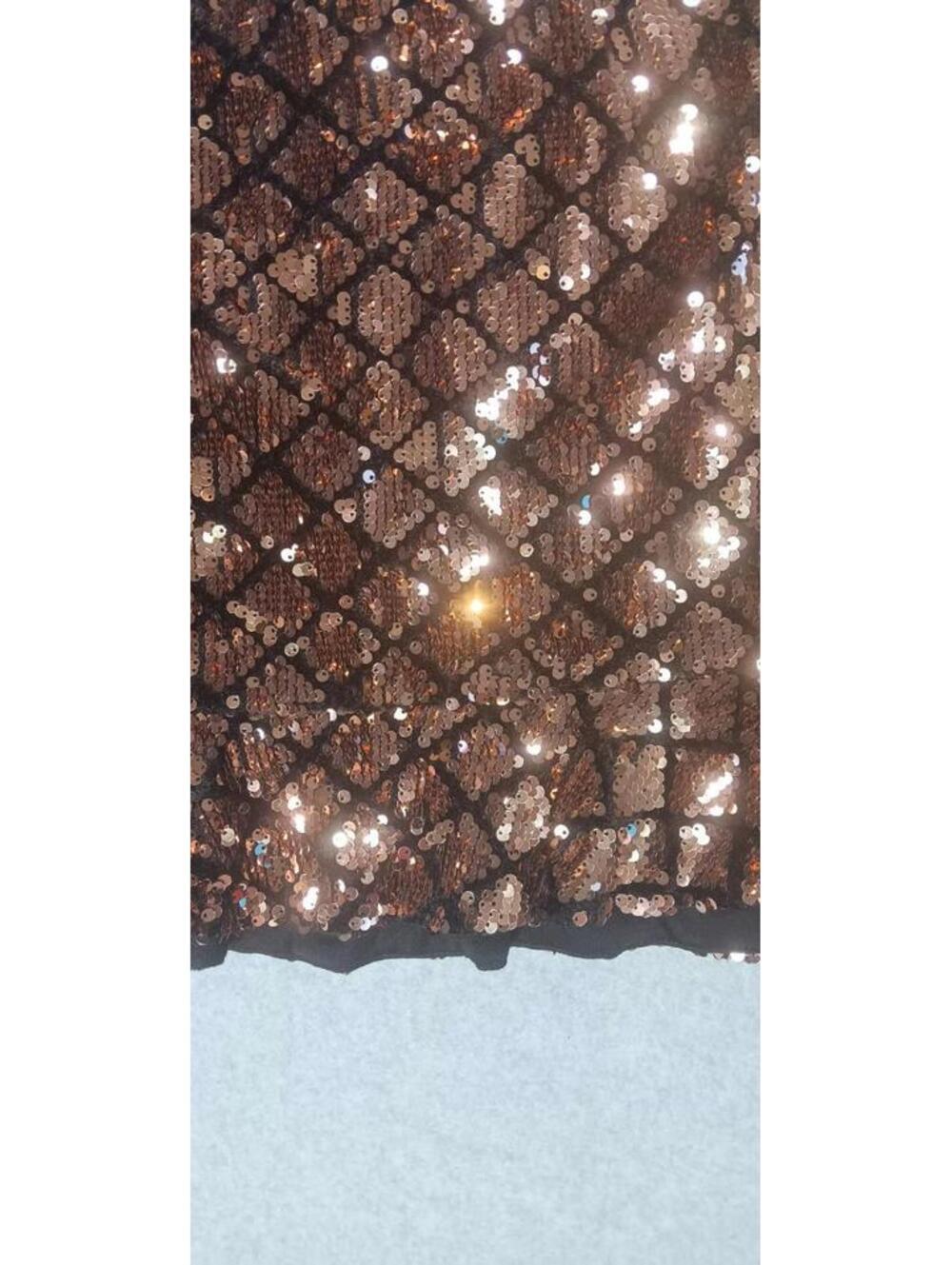 Forever 21 Sequin Mermaid Ruffled Mini Skirt Womens Size Medium Gold Diamond... - Picture 9 of 11